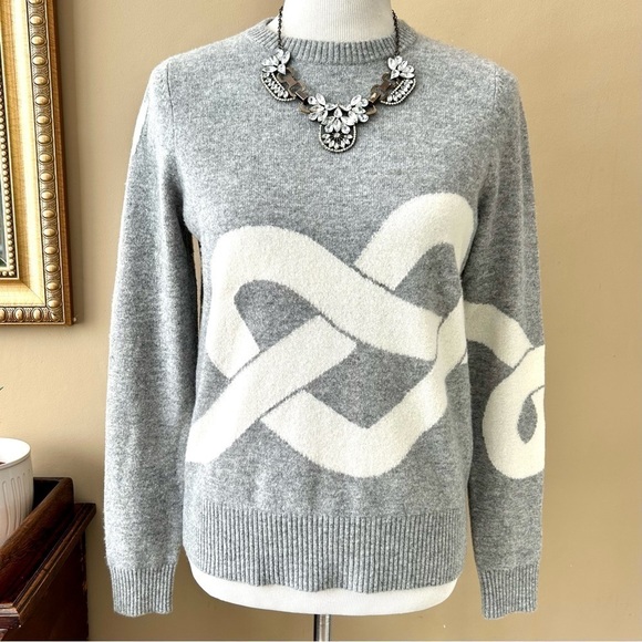 REPEAT 100% Cashmere Silver Edition Intarsia Sweater in Grey Knot Size XS - Picture 1 of 9